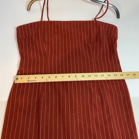 Forever 21 Maroon Pinstripe Fitted Mini Dress with Adjustable Straps Size Large - Picture 5 of 8